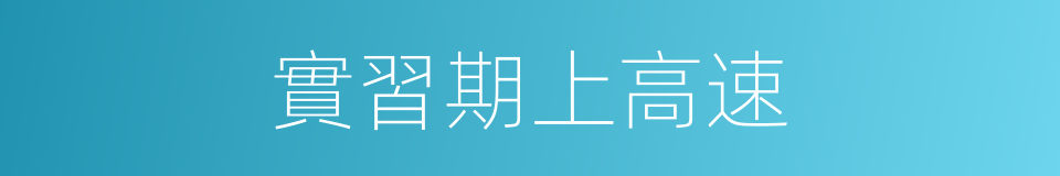 實習期上高速的同義詞