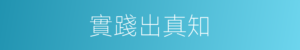 實踐出真知的意思