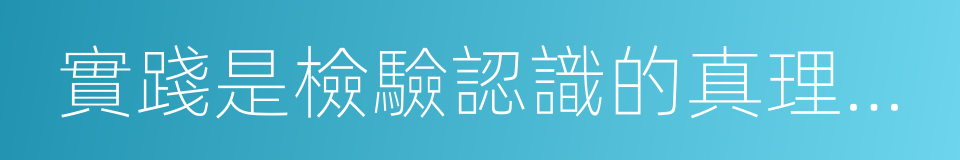 實踐是檢驗認識的真理性的唯一標准的同義詞