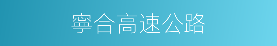 寧合高速公路的同義詞