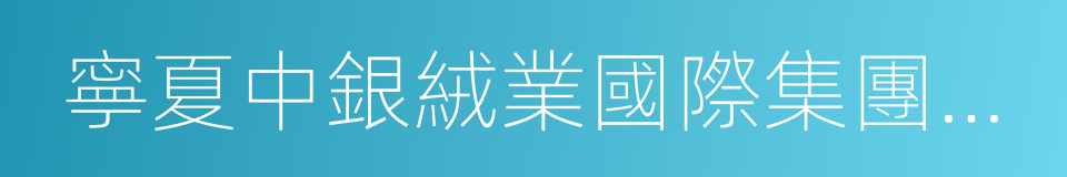 寧夏中銀絨業國際集團有限公司的同義詞