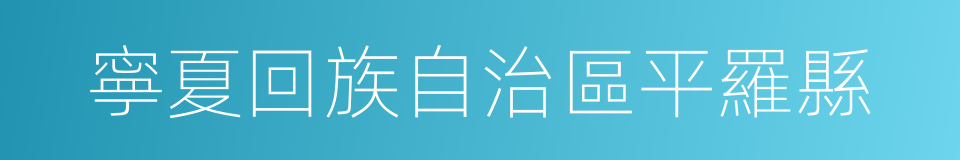 寧夏回族自治區平羅縣的同義詞