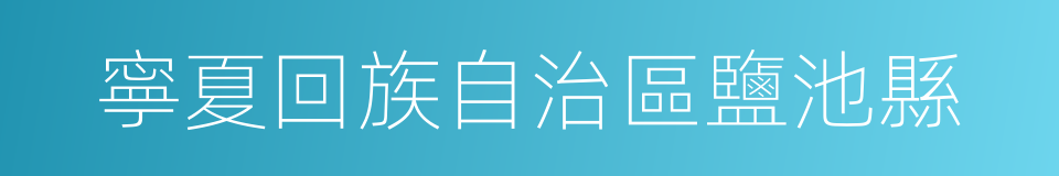 寧夏回族自治區鹽池縣的同義詞