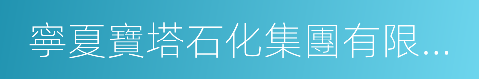 寧夏寶塔石化集團有限公司的同義詞