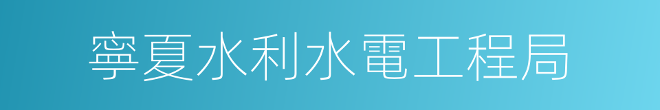 寧夏水利水電工程局的同義詞