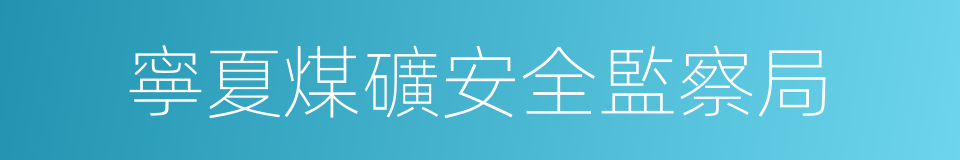 寧夏煤礦安全監察局的同義詞