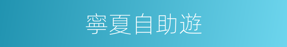 寧夏自助遊的同義詞