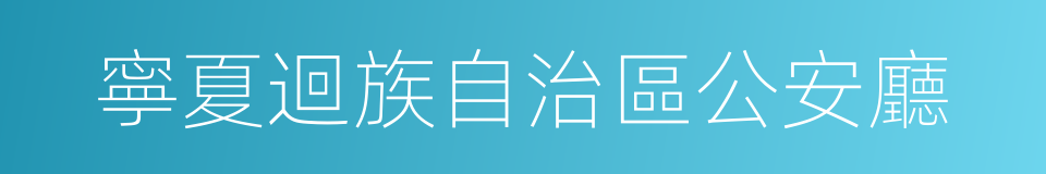 寧夏迴族自治區公安廳的同義詞
