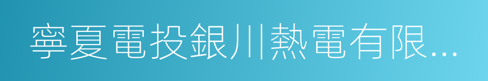 寧夏電投銀川熱電有限公司的同義詞