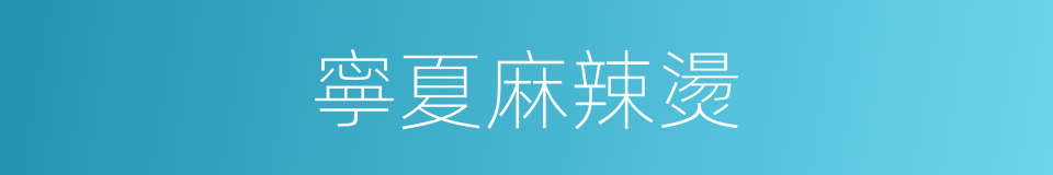 寧夏麻辣燙的同義詞