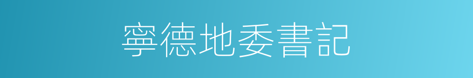 寧德地委書記的同義詞