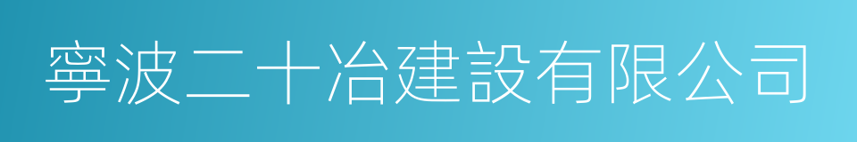 寧波二十冶建設有限公司的同義詞