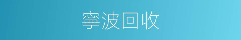 寧波回收的同義詞
