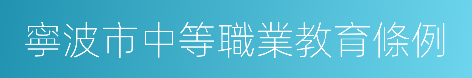 寧波市中等職業教育條例的同義詞