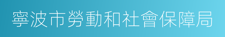 寧波市勞動和社會保障局的同義詞