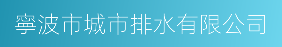 寧波市城市排水有限公司的同義詞