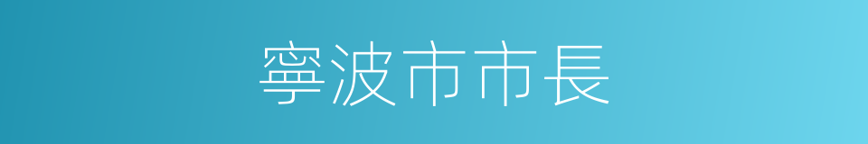 寧波市市長的同義詞