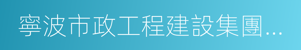 寧波市政工程建設集團股份有限公司的同義詞