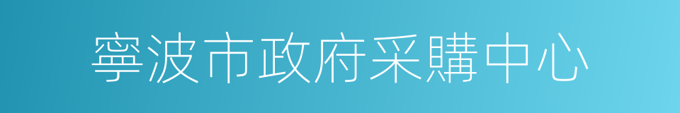 寧波市政府采購中心的同義詞