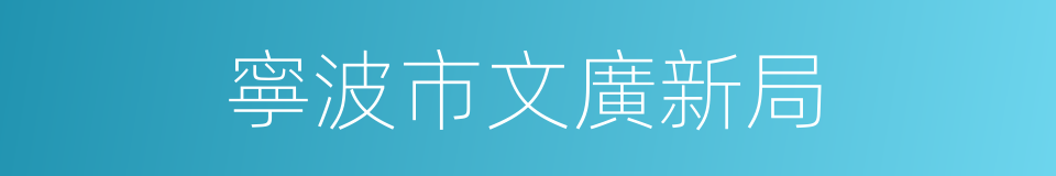 寧波市文廣新局的同義詞