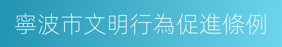 寧波市文明行為促進條例的同義詞