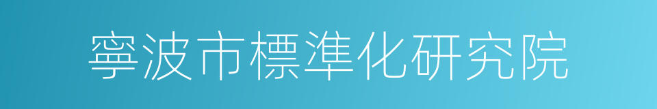 寧波市標準化研究院的同義詞