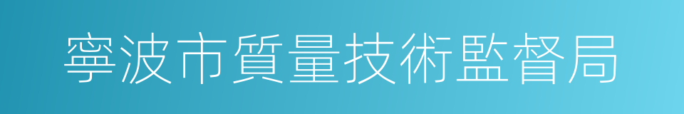 寧波市質量技術監督局的同義詞