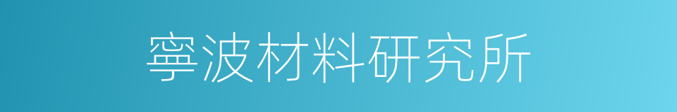 寧波材料研究所的同義詞