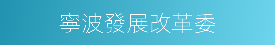 寧波發展改革委的同義詞