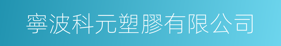 寧波科元塑膠有限公司的同義詞