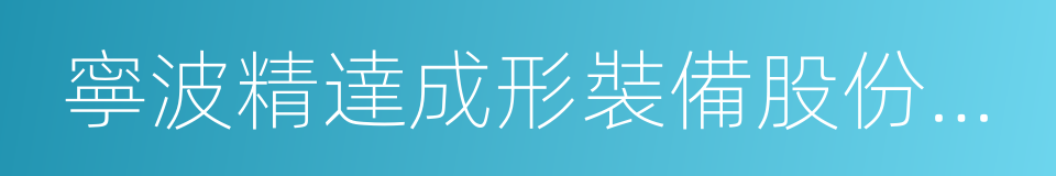 寧波精達成形裝備股份有限公司的同義詞