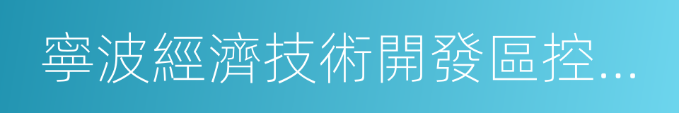 寧波經濟技術開發區控股有限公司的同義詞