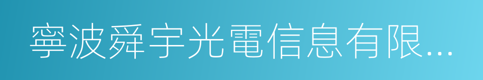 寧波舜宇光電信息有限公司的同義詞