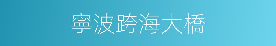 寧波跨海大橋的同義詞