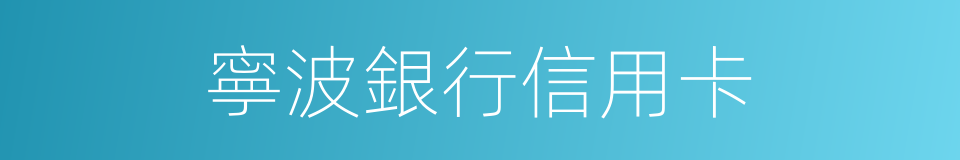 寧波銀行信用卡的同義詞