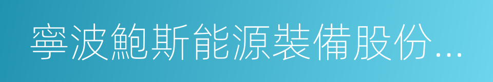 寧波鮑斯能源裝備股份有限公司的同義詞