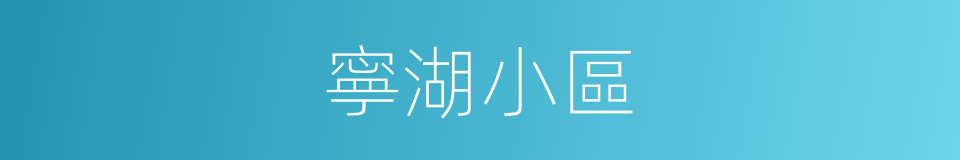 寧湖小區的同義詞