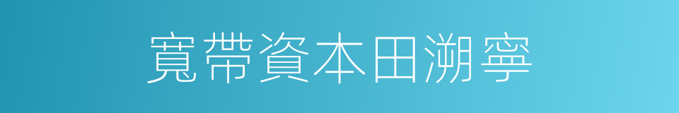 寬帶資本田溯寧的同義詞