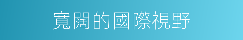 寬闊的國際視野的同義詞