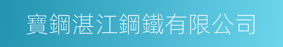 寶鋼湛江鋼鐵有限公司的同義詞