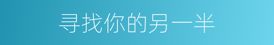 寻找你的另一半的同义词