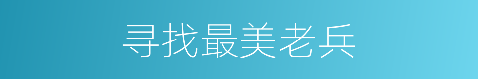 寻找最美老兵的同义词