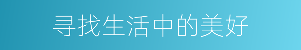 寻找生活中的美好的同义词