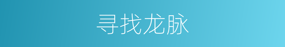寻找龙脉的意思