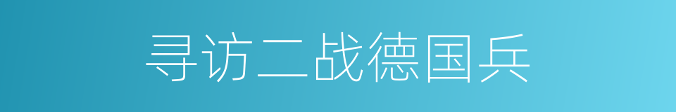 寻访二战德国兵的同义词