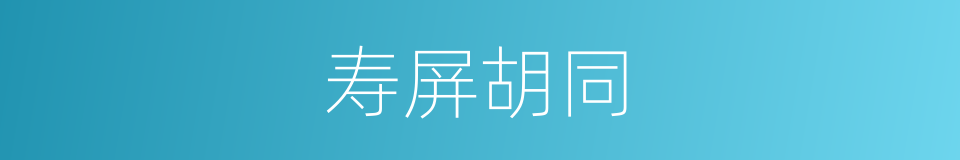 寿屏胡同的意思