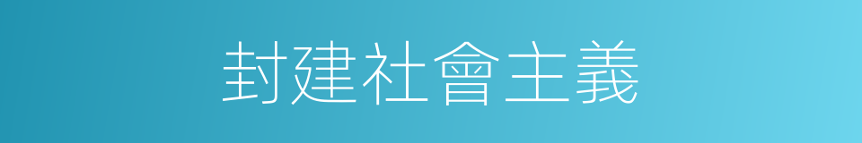 封建社會主義的意思
