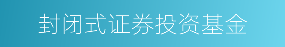 封闭式证券投资基金的同义词