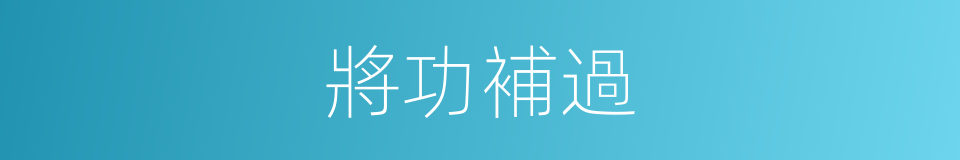 將功補過的意思