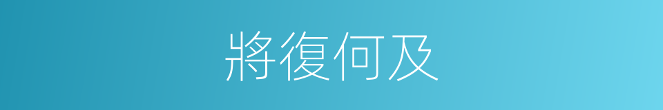 將復何及的意思